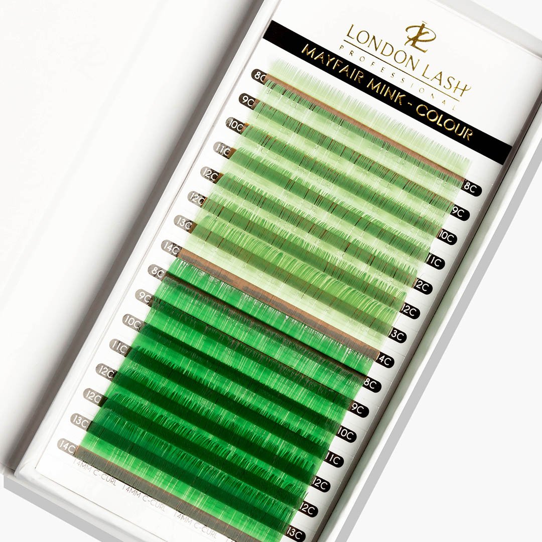 buy colored lashes green eyelash extensions for volume add coloured lashes London Lash Canada buy in Toronto 